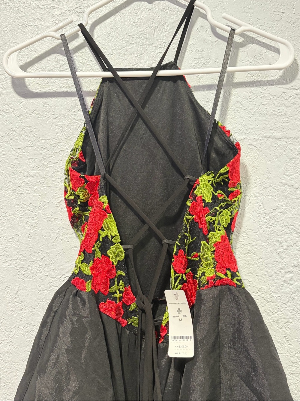 bebe Black High-Low Dress with Red Rose Embroidered Bodice - Picture 10 of 10
